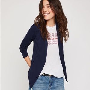 BCBG Generation Navy Welt Pocket Tuxedo Blazer